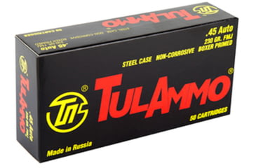 Image of TulAmmo Ammunition, .45 Auto, 230 Grain, Full Metal Jacket, Steel Case, 50-Rounds, TA452300