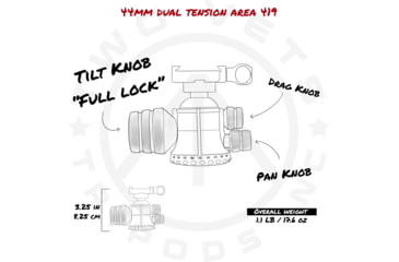 Image of Two Vets Tripods Inc 44MM Dual Tension Ballhead W/ Area 419 ARCALOCK CLAMP, Black/Gold, 3in, 44MM419