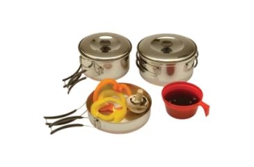 Image of Texsport Cookware Set, 5.50" Diameter Frying Pan, 24 fl oz Pot, Lid, 20.16 fl oz Pot, 8 fl oz Measuring Cup 13430TEX