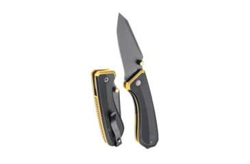 Image of Tyrant CNC T.D.C.002 3in Folding Knife, Tanto Blade, D2 Steel, Black/Gold, TD-TDC002-Black-Gold