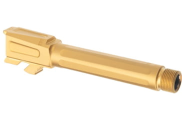 Image of Tyrant CNC Threaded Pistol Barrel, Glock 19/19X/45, 1-10 Twist, 1/2-28 Thread, 416R Stainless Stee, Gold, TD-G19BRL-TRD-Gold