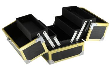 Image of TZ Case Aluminum-Framed Compact Makeup Case, Gold/Black, 7.5 x 6.25 x 6.25in, AB-14 GBD