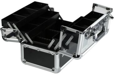 Image of TZ Case Aluminum-Framed Makeup Case, Black/Clear, 14.5 x 8.25 x 9.25in, AB-116T B