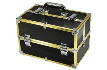 Image of TZ Case Aluminum-Framed Makeup Case, Gold/Black, 14.25 x 9 x 9.25in, AB-16 GBD