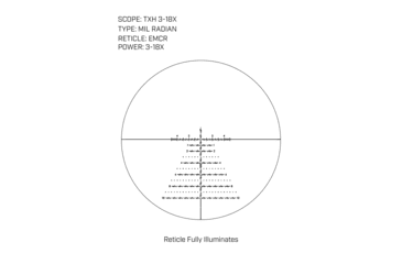 Image of U.S. Optics 3-18x50mm TXH Riflescope, First Focal Plane, 34mm Tube, Red EMCR Reticle, Matte Black, Medium, TXH 3-18X EMCR