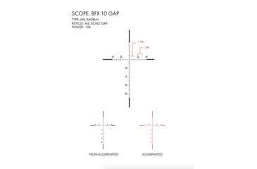 Image of U.S. Optics BFx-10 Rifle Scope, 10x40mm, 34mm Tube, First Focal Plane, Digital Red Illuminated GAP Reticle, Matte Black, BFX-10GAP