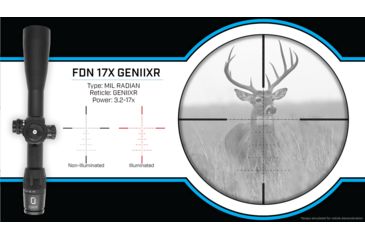 Image of U.S. Optics FDN-17X Rifle Scope, 3.2-17x50mm, 34mm Tube, FFP, GEN II XR Reticle, 1/10 MIL Elevation/ Windage Adjustment, Black, Medium, FDN 17X GENIIXR
