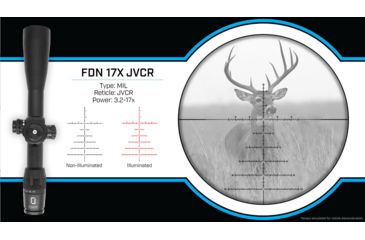 Image of U.S. Optics FDN-17X Rifle Scope, 3.2-17x50mm, 34mm Tube, FFP, JVCR Reticle, 1/10 MIL Elevation/ Windage Adjustment, Black, Medium, FDN 17X JVCR
