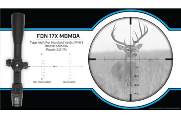 Image of U.S. Optics FDN-17X Rifle Scope, 3.2-17x50mm, 34mm Tube, FFP, MDMOA Reticle, 1/4 IPHY Elevation/ Windage Adjustment, Black, Medium, FDN 17X MDMOA