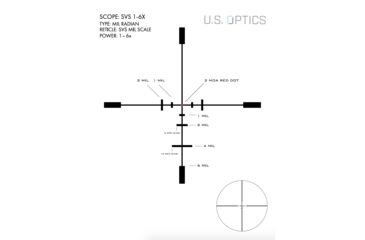 Image of U.S. Optics SVS 1-6x24mm Rifle Scope, 34mm, Digital SFP 2 MOA Red Dot, SFP MIL-Scale Reticle, Medium, Matte Black, SVS 1-6 M4 DLOC