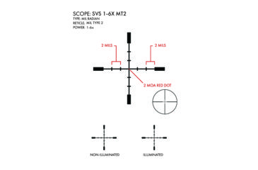 Image of U.S. Optics SVS 1-6x24mm Rifle Scope, 34mm, Digital SFP 2 MOA Red Dot, SFP MIL Type 2 Reticle, Medium, Matte Black, SVS 1-6 MT2
