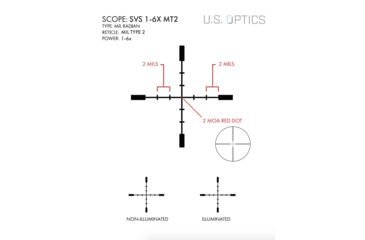 Image of U.S. Optics SVS 1-6x24mm Rifle Scope, 34mm, Digital SFP 2 MOA Red Dot, SFP MIL Type 2 Reticle, M4, Medium, Matte Black, SVS 1-6 MT2 M4 DLOC