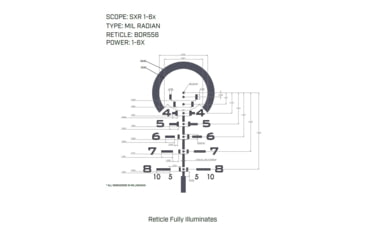 Image of U.S. Optics SXR 1-6x28mm LPVO 34 mm Tube Rifle Scope, First Focal Plane, BDR 556 Reticle, Matte Black, SXR 1-6 BDR556