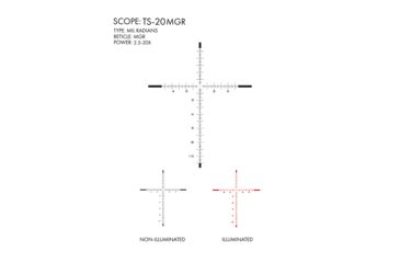 Image of U.S. Optics TS-20X Rifle Scope, 2.5-20x50mm, 34mm Tube, FFP, MGR Reticle, Elevation and Windage 1/10 MIL Adjustment, Black, Small, TS-20X MGR