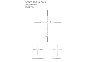 Image of U.S. Optics TS-25X Rifle Scope, 5-25x50mm, 30mm Tube, FFP, CMS Reticle, 1/10 MIL Elevation/ Windage Adjustment, Black, TS-25X CMS