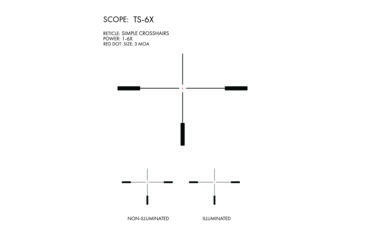 Image of U.S. Optics TS-6X Rifle Scope, 1-6x24mm, 30mm Tube, Digital Red SFP Simple Cross Hair Reticle, Elevation and Windage Zeroing Knob with 1/2 MOA Adjustments, Matte, Black, TS-6X SFP
