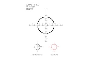Image of U.S. Optics TS-6X Rifle Scope, 1-6x24mm, 30mm Tube, First Focal Plane, Digital Red Illuminated JNG MIL Reticle, Matte Black, TS-6X JNG MIL