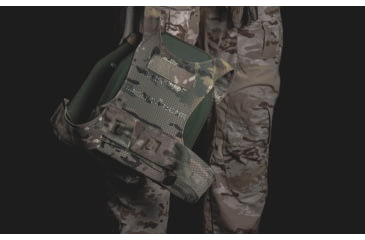 Image of UARM SA3U Level III+ UHMWPE SAPI Armor Plate, Multi-Curved, Nylon Covered, Ranger Green, Large, SA3UL