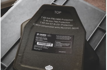 Image of UARM SA3U Level III+ UHMWPE SAPI Armor Plate, Multi-Curved, Nylon Covered, Ranger Green, Large, SA3UL