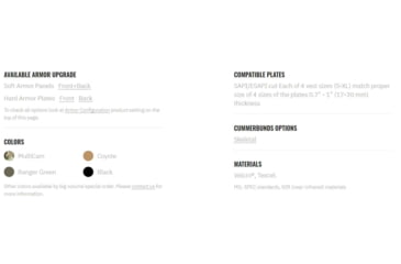 Image of UARM WPC Weightless Plate Carrier, Skeletal Cummerbund, Multicam, S, WBPCSM-SCWBPCSM