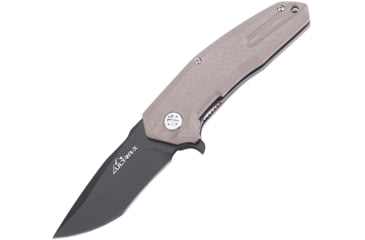Image of Ultra-X Cobra Linerlock Tan Folding Knife, 3 black finish 440C stainless blade, Desert tan G10 handle, UXHK215G