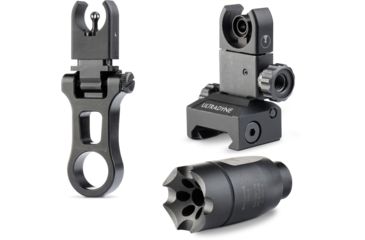 Image of Ultradyne C4 Dynamount Flip-up Front/Rear Sight Set w/Athena Compensator, .223/5.56, 1/2x28, Black, UD10780