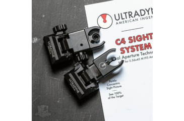 Image of Ultradyne C4 Folding Front and Rear Sight Combo, 7.62/.308, Black, UD11250