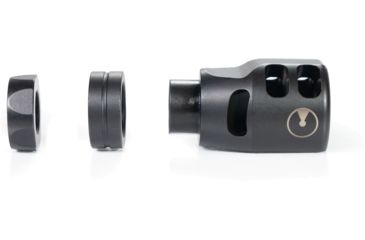 Image of Ultradyne Lithium PCC Compensator Muzzle Brake, 9mm, 1/2-28 Thread, 1.124in Outside Diameter, 416 SS, Salt Bath Nitride, Black, UD11030