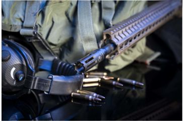 Image of Ultradyne Nighthawk Flash Hider, AR-15, .223/5.56, 1/2-28in, .875 Outside Diameter,416 SS, Salt Bath Nitride, Black, UD11000