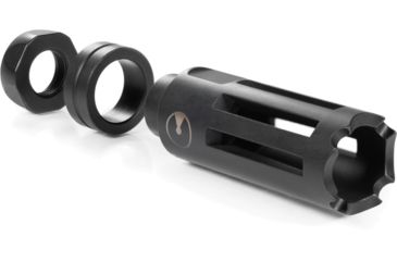 Image of Ultradyne Nighthawk Flash Hider, AR-15, .223/5.56, 1/2-28in, .875 Outside Diameter,416 SS, Salt Bath Nitride, Black, UD11000