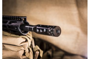 Image of UM Tactical R.A.G.E. Total Compensation System Muzzle Brake, 9mm Luger, 1/2x28, Right Hand Ports, Black, TCS-9-28-BLK-RH