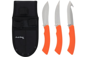 Image of Uncle Henry UH Hunter Fixed Blade Knife Combo, 3.4in, Stainless Steel Blades, Orange Thermoplastic Rubber Handles, 1227080