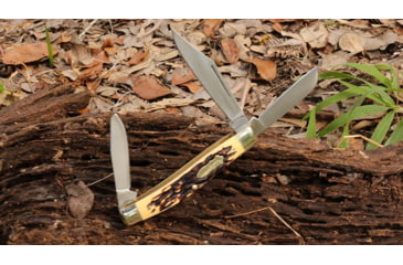 Image of Uncle Henry Uncle Henry 885UH Sr. Rancher Next Gen Folding Knife, 3in 7Cr17 HC Stainless Steel Clip Point, Sheepfoot and Clip Spay Blade , Staglon Handle, Sliver, 1136003