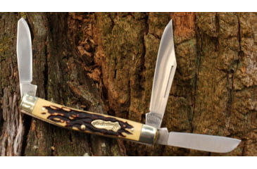 Image of Uncle Henry Uncle Henry 885UH Sr. Rancher Next Gen Folding Knife, 3in 7Cr17 HC Stainless Steel Clip Point, Sheepfoot and Clip Spay Blade , Staglon Handle, Sliver, 1136003