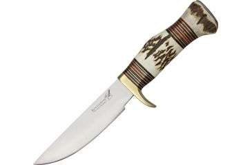 Image of Uncle Mikes Ezekiel Hunter Fixed Blade Knife, 5.5in, Stainless, Genuine Stag Handle BJ055