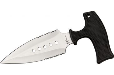 Image of Uncle Mikes T-Handle Push Dagger Fixed Blade Knife, 4in, Serrated, Rubber Black T-Handle BJ049