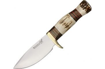 Image of Uncle Mikes Zachariah Wide Hunter Fixed Blade Knife, 4.75in, Wide Drop Point, Genuine Stag Handle BJ056