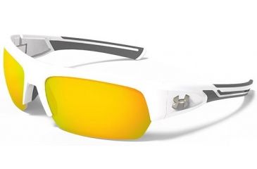 Image of Under Armour Big Shot Sunglasses, Shiny White/Gray Frame,Orange Multiflection Lens U8600085-100941