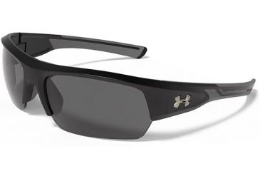 Image of Under Armour Big Shot Sunglasses, Satin Black/Charcoal Gray Frame, Gray Polarized U8630085-010908