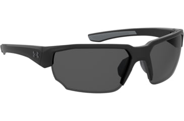 Image of Under Armour Blitzing Sunglasses with Matte Black Frame and Grey Polarized Lens, Medium, UA0012S 003-M9