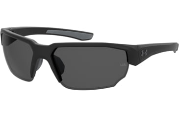 Image of Under Armour Blitzing Sunglasses with Matte Black Frame and Grey Polarized Lens, Medium, UA0012S 003-M9
