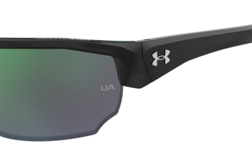 Image of Under Armour Blitzing Sunglasses with Shiny Black Frame and Green Temple Tips with Green to Grey Lens, Medium, UA0012S 7ZJ-Z9