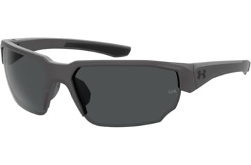 Image of Under Armour Blitzing Sunglasses with Shiny Jet Grey Frame and Grey Lens, Medium, UA0012S R6S-IR