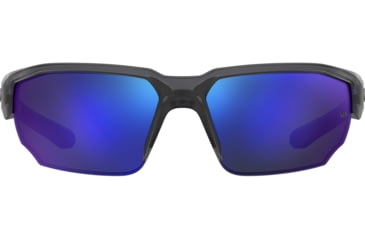Image of Under Armour Blitzing Sunglasses with Transparent Grey Frame and Blue to Grey Mirror Lens, Medium, UA0012S KB7-W1