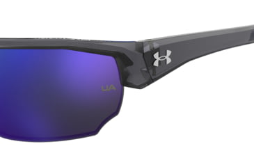 Image of Under Armour Blitzing Sunglasses with Transparent Grey Frame and Blue to Grey Mirror Lens, Medium, UA0012S KB7-W1
