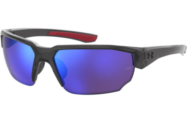 Image of Under Armour Blitzing Sunglasses with Transparent Jet Grey Frame and Violet Blue Gold Tuned Mirror Lens, Medium, UA0012S 268-PC