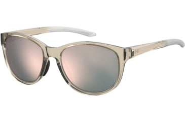 Image of Under Armour Breathe Sunglasses with Transparent Grey Frame and Rose Gold Mirror Lens, Medium, UA0014GS 10A-0J