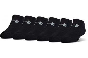 Image of Under Armour Charged Cotton 2.0 Socks, Pack of 6, Black/Gray, 6-7.5 Youth Medium, U320-BLK/GRY-YM