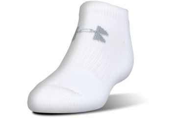 Image of Under Armour Charged Cotton 2.0 Socks, Pack of 6, White/Gray, 7-9 Youth Large, U320-WHT/GRY-YL