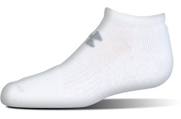 Image of Under Armour Charged Cotton 2.0 Socks, Pack of 6, White/Gray, 7-9 Youth Large, U320-WHT/GRY-YL
